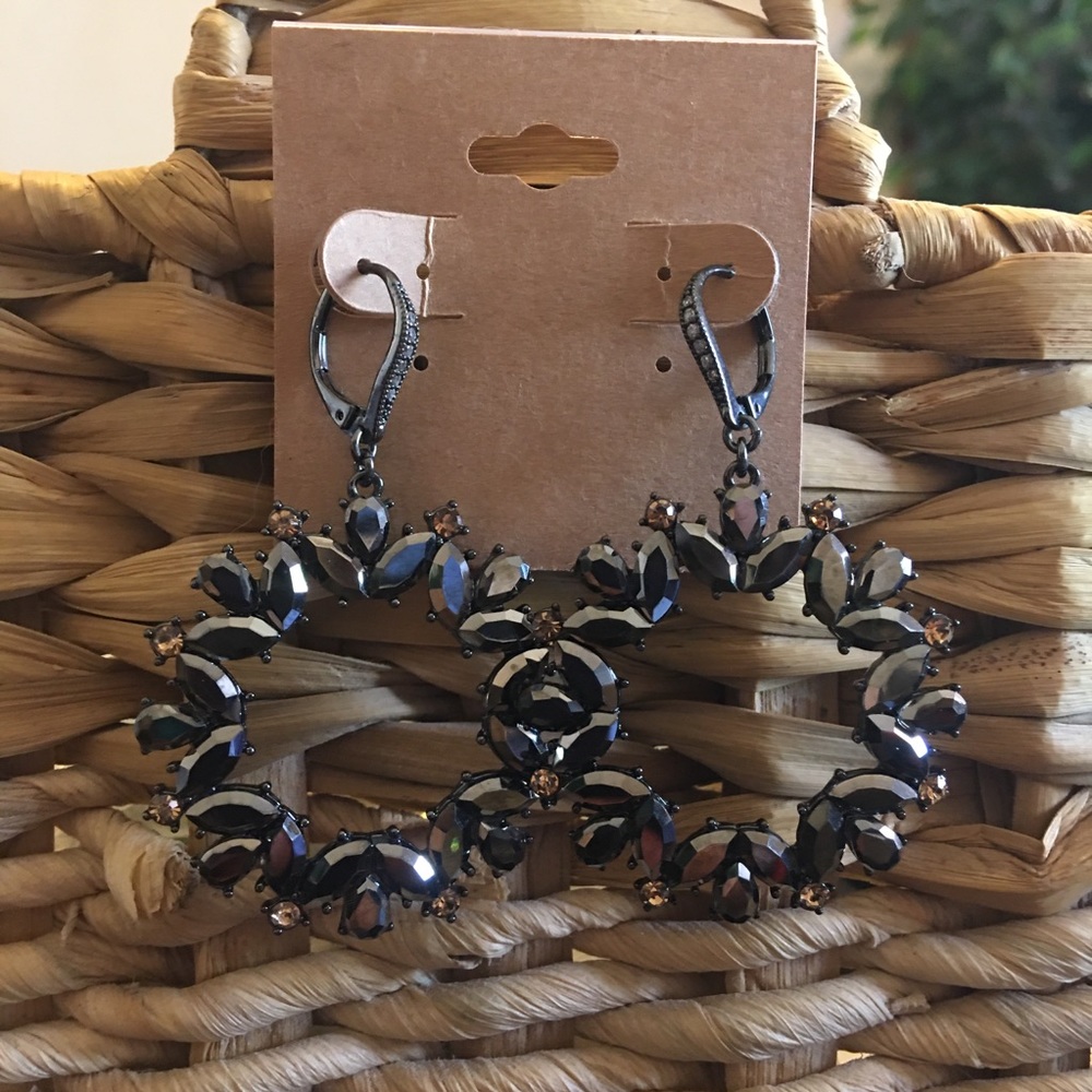 French hook black chrome elegant dangle earrings